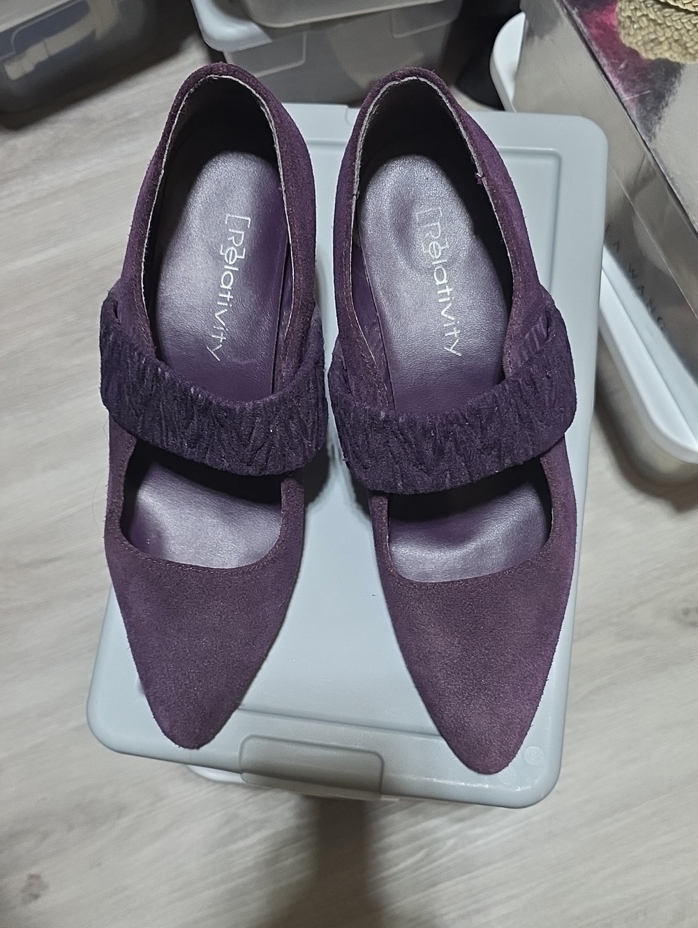 Relativity Women's Pointed Toe Suede Pumps in Plum